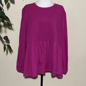 Terra & Sky long sleeved smocked top. Size 4X